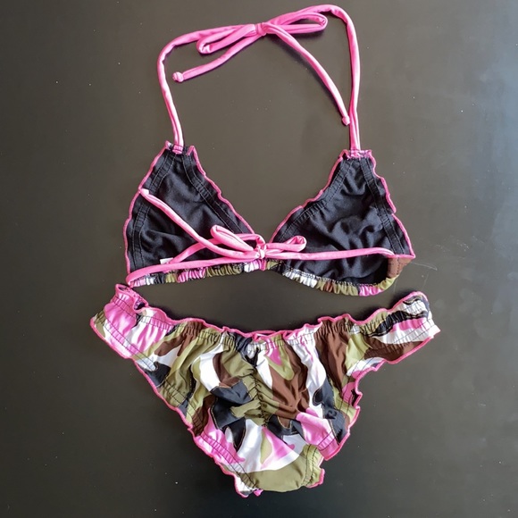 Pink Camo Ruffle Bikini - Picture 2 of 6